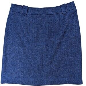 Talbots Wool Skirt Womens 8 Blue Herringbone Sloane Ranger Dark Academic Chic